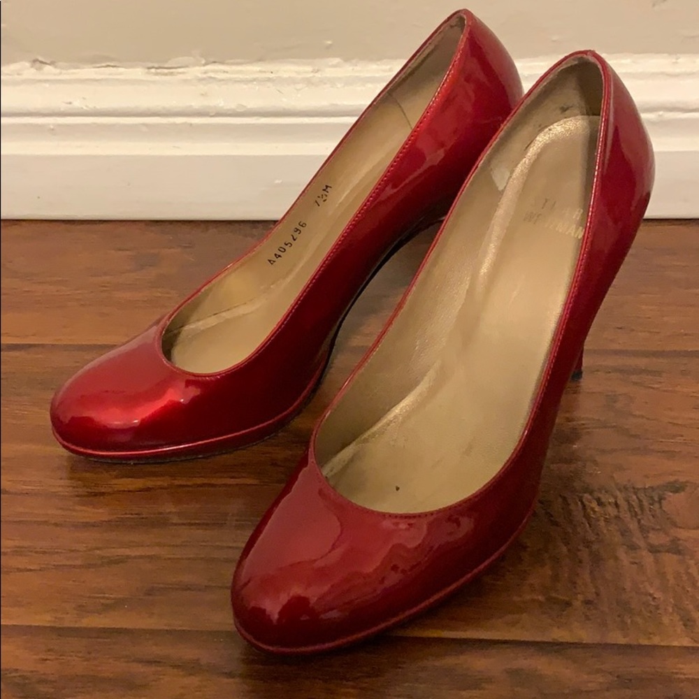 Stuart Weitzman Red Patent Leather Pumps